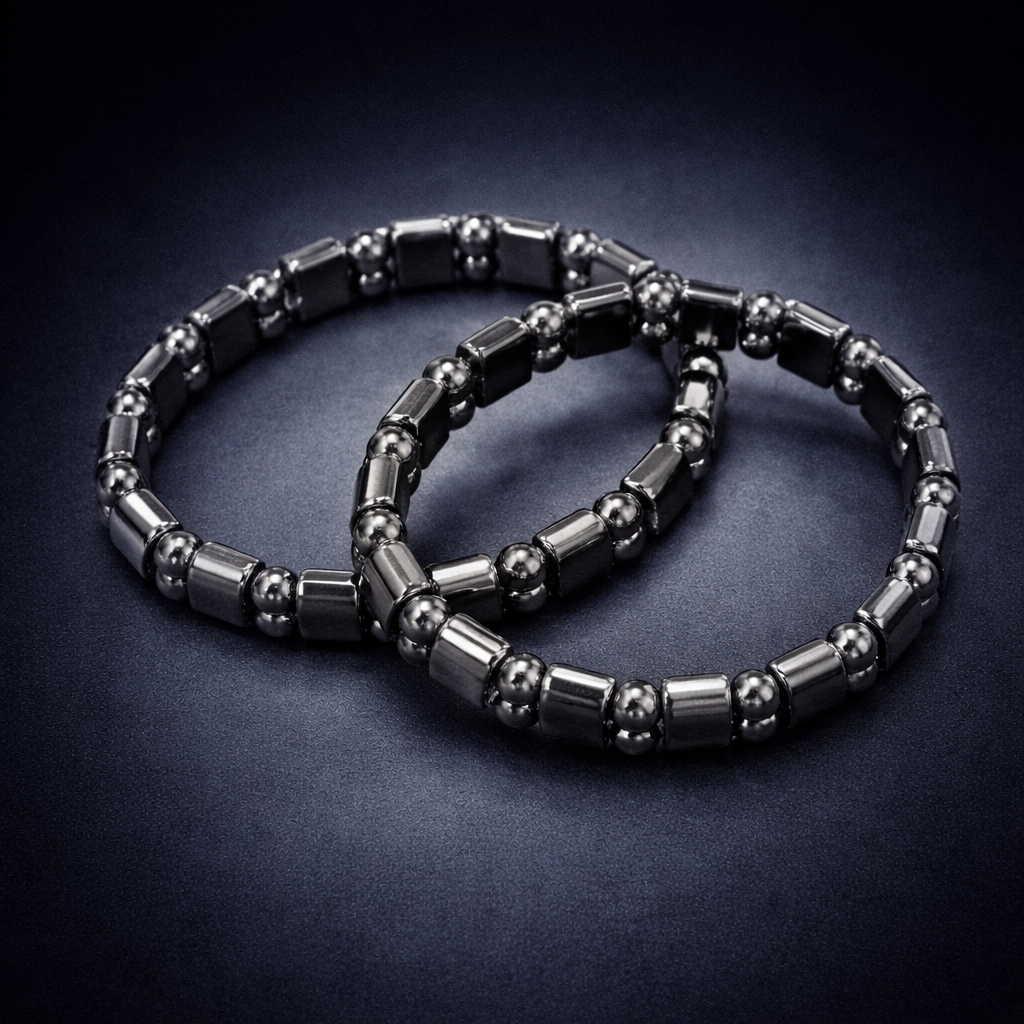 Men's Hematite Geo (stretch) Bracelet* 9"