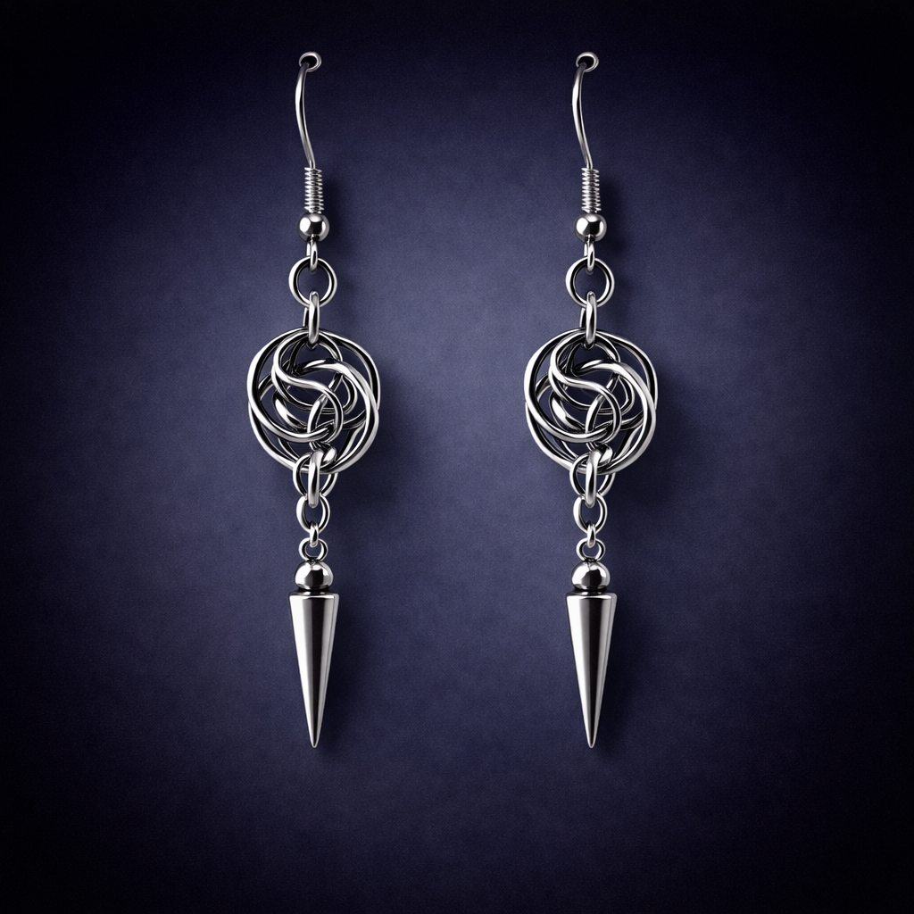 Stainless Concentric Rings w/Spikes Earrings*